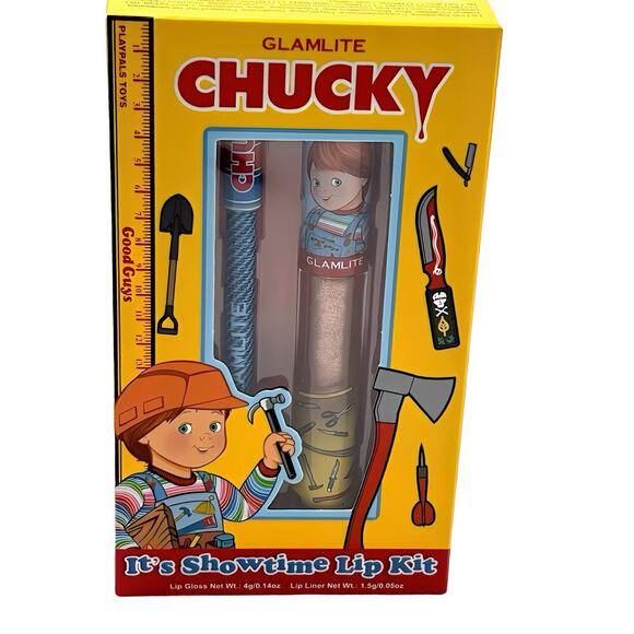 Glamlite x Chucky Horror Movie Lip Kit New in Box Limited Edition Gloss & Liner - Picture 10 of 10